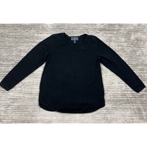 Karen Scott Sweater Womens Medium Black Long Sleeve‎ Cotton Lightweight